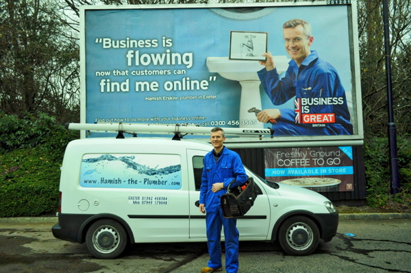 hamish the plumber, hamish erskine, billboard in exeter